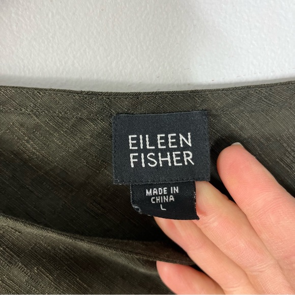 Eileen Fisher Size Large Shift Maxi Silk Linen Textured Dress - Picture 3 of 6